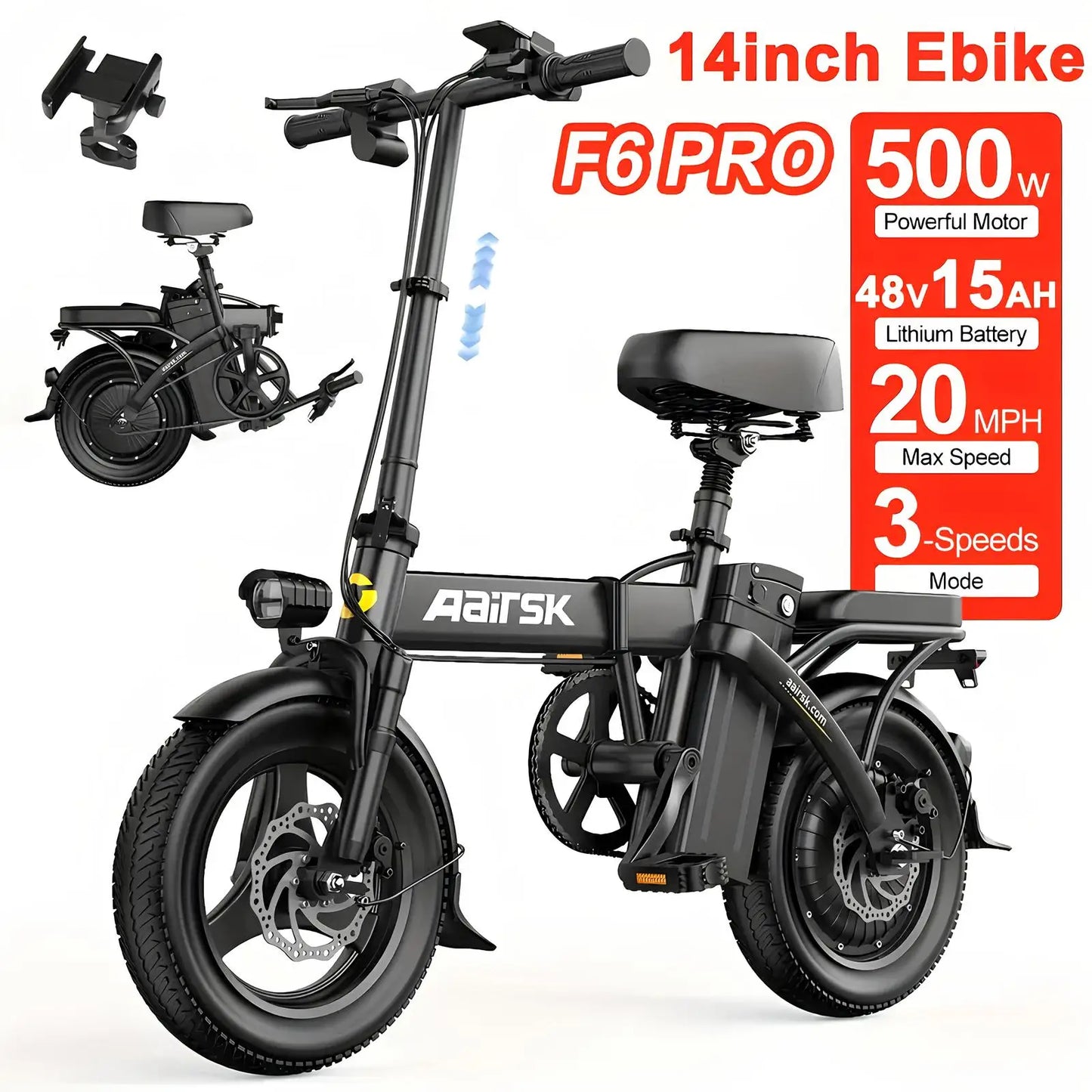 Electric Bike Adults 40Miles 23MPH Commuting Electric Mountain Bike 468Wh Lithium Battery,7-Speed,24" Tire Front Fork Suspensio