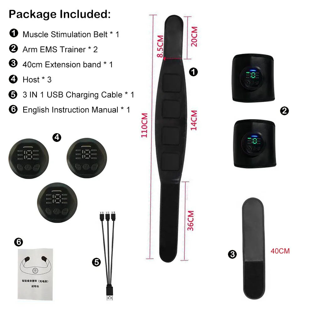 1Set Muscle Stimulation Belt Electric ABS Stimulator Trainer EMS  Abdominal Exerciser Toning Belts Fitness Training Gym Workout