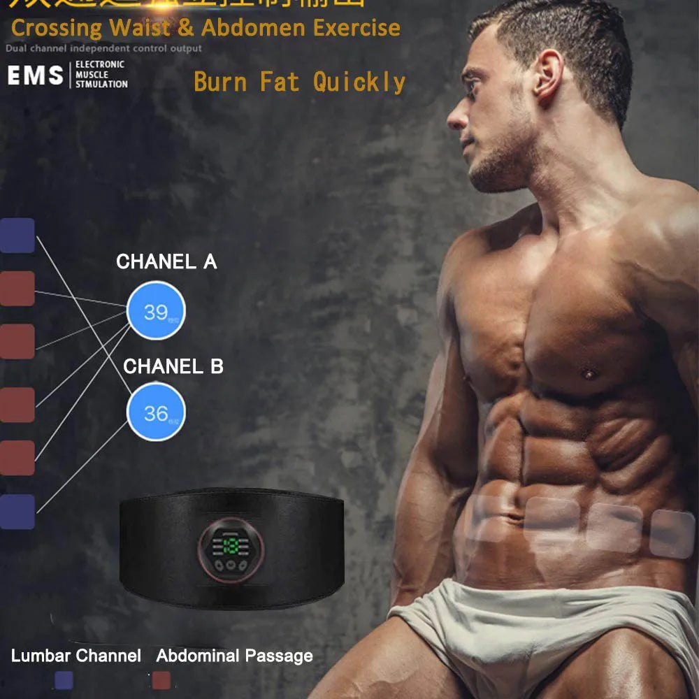 1Set Muscle Stimulation Belt Electric ABS Stimulator Trainer EMS  Abdominal Exerciser Toning Belts Fitness Training Gym Workout