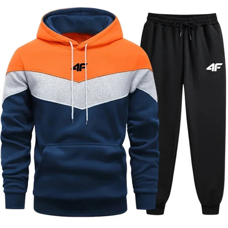 Autumn and Winter Men's Fashionable Sportswear Set, Sportswear Hoodie + Long Pants, Casual Jogging Men's Daily Sportswear Set