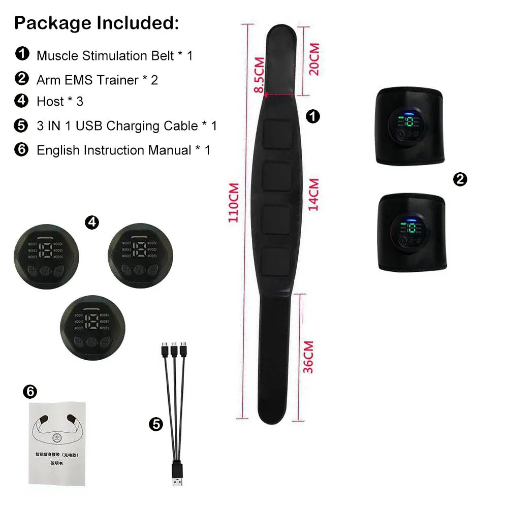 1Set Muscle Stimulation Belt Electric ABS Stimulator Trainer EMS  Abdominal Exerciser Toning Belts Fitness Training Gym Workout