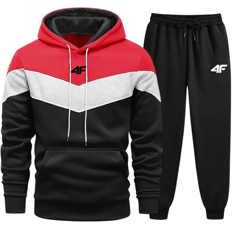 Autumn and Winter Men's Fashionable Sportswear Set, Sportswear Hoodie + Long Pants, Casual Jogging Men's Daily Sportswear Set