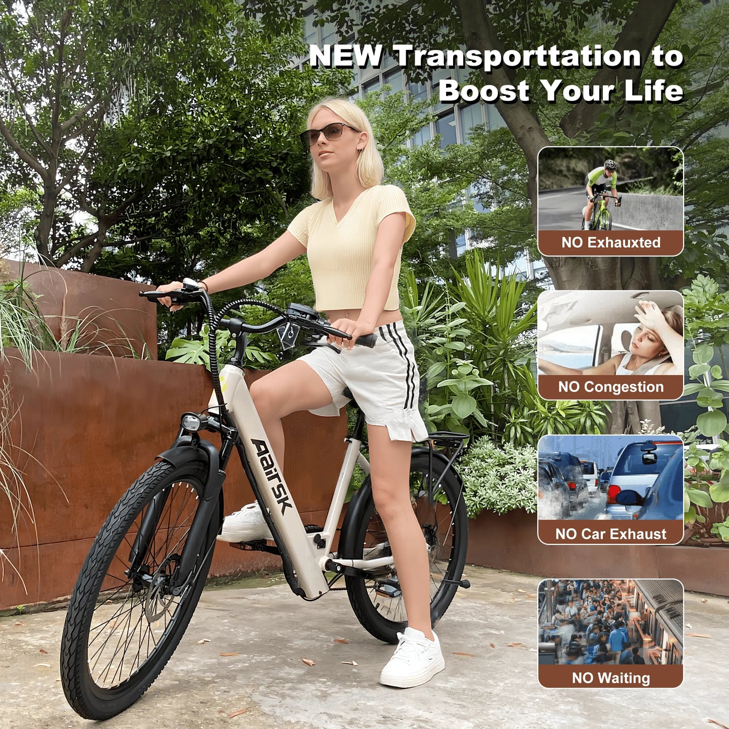 Electric Bike Adults 40Miles 23MPH Commuting Electric Mountain Bike 468Wh Lithium Battery,7-Speed,24" Tire Front Fork Suspensio