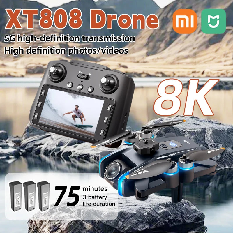 Xiaomi Mijia XT808GPS Screen Display Drone Professional HD Dual Camera 8K Dron Brushless Motor 5G WIFI FPV Foldable RC Quadcopte