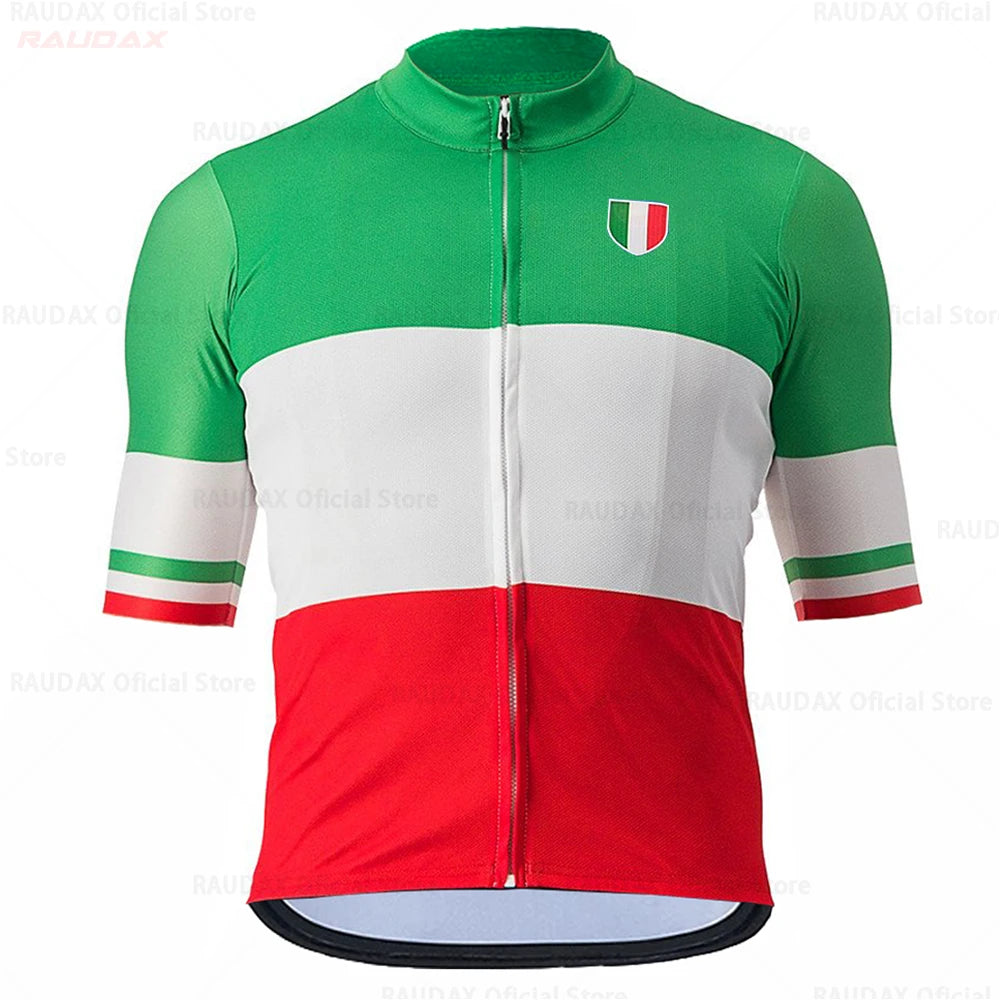 Raudax Italy Cycling Set Man Cycling Jersey Short Sleeve Bicycle Cycling Clothing Kit Mtb Bike Wear Triathlon Maillot Ciclismo
