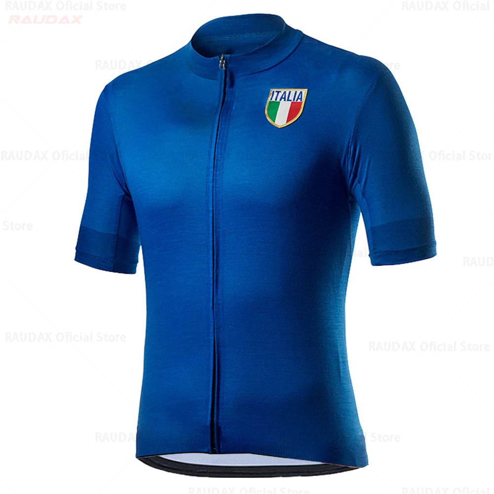 Raudax Italy Cycling Set Man Cycling Jersey Short Sleeve Bicycle Cycling Clothing Kit Mtb Bike Wear Triathlon Maillot Ciclismo