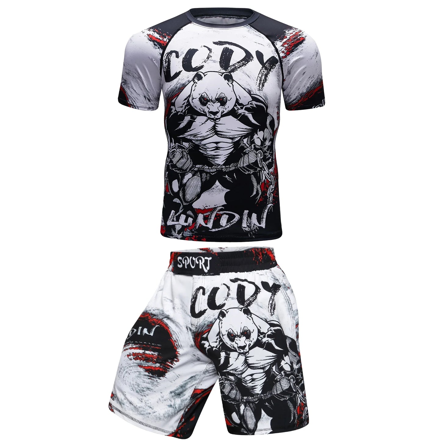 Two Sets of Sportswear, Bjj Jiu Jitsu Gi Rashguard + MMA Shorts, Muay Thai Pants, Cool Boxing Suit, Running Suit, Fitness Suit