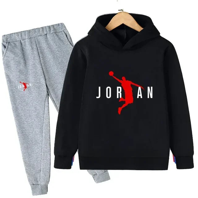 Kids Leisure Letter Print 2pcs Hoodie+Pants Tracksuits 3-13 Years Boys Girls Spring Autumn Outfits Streetwears Children Clothes