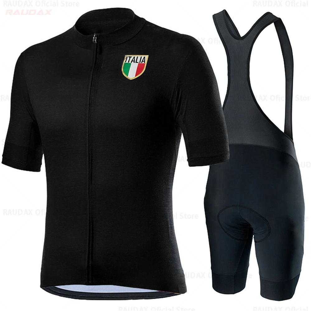 Raudax Italy Cycling Set Man Cycling Jersey Short Sleeve Bicycle Cycling Clothing Kit Mtb Bike Wear Triathlon Maillot Ciclismo