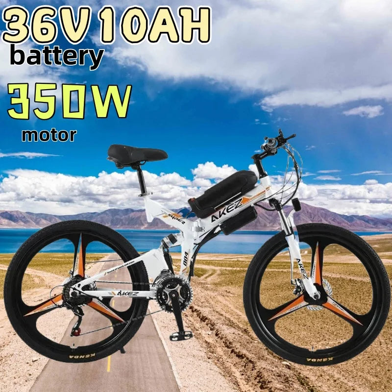 AKEZ Electric bicycle 350w36v10ah battery adult urban commuter Electric Bike 26 Inch Fat Tire snow beach off-road riding e-bike