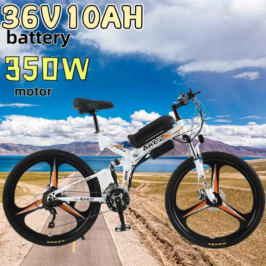 AKEZ Electric bicycle 350w36v10ah battery adult urban commuter Electric Bike 26 Inch Fat Tire snow beach off-road riding e-bike