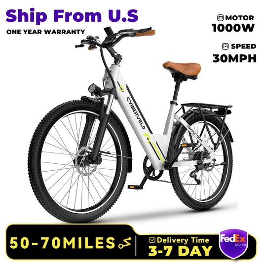 1000 Peak Electric Bike for Adults,up 80 Miles Removable Battery Ebike, 26" Electric E Bike with 7-Speed,Adult Electric Bicycles