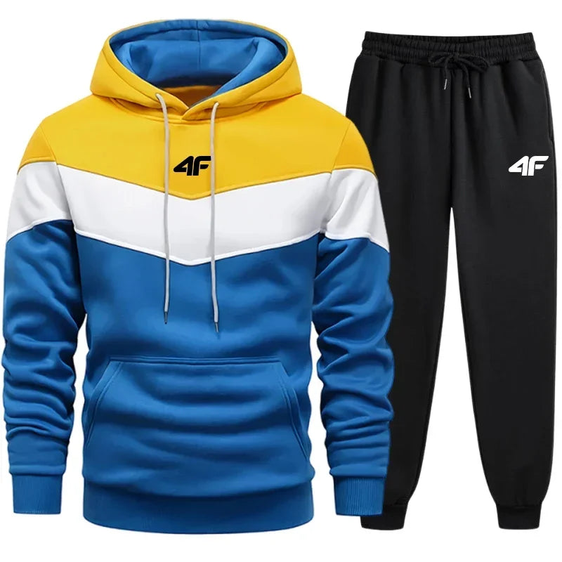 Autumn and Winter Men's Fashionable Sportswear Set, Sportswear Hoodie + Long Pants, Casual Jogging Men's Daily Sportswear Set