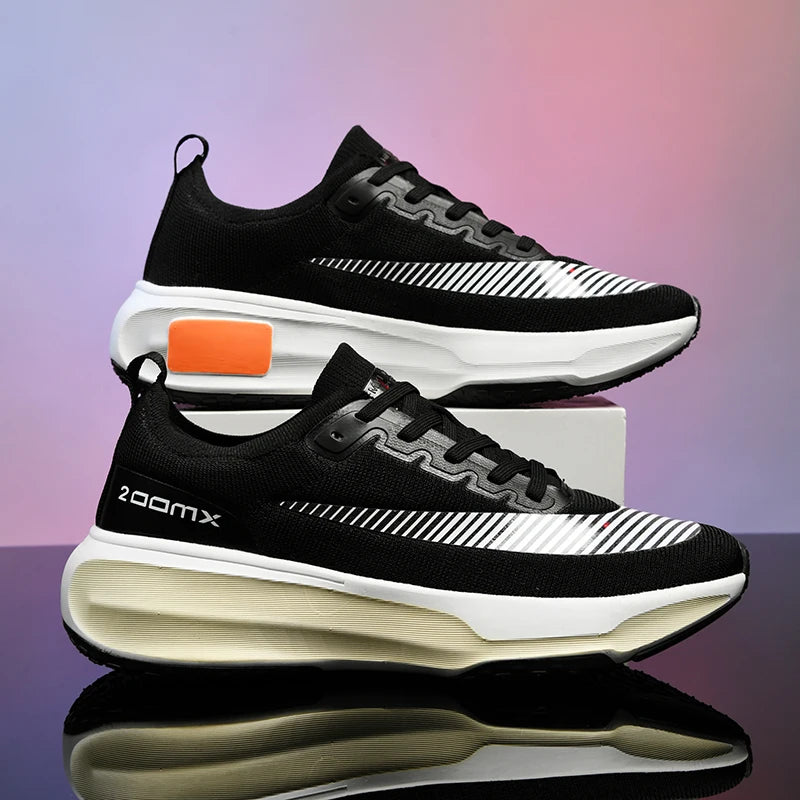 Men's Sports Shoes Flying Woven Running Shoes Spring and Autumn Low-top Net Cloth Shoes Cushioned Non-slip Outdoor Jogging Shoes