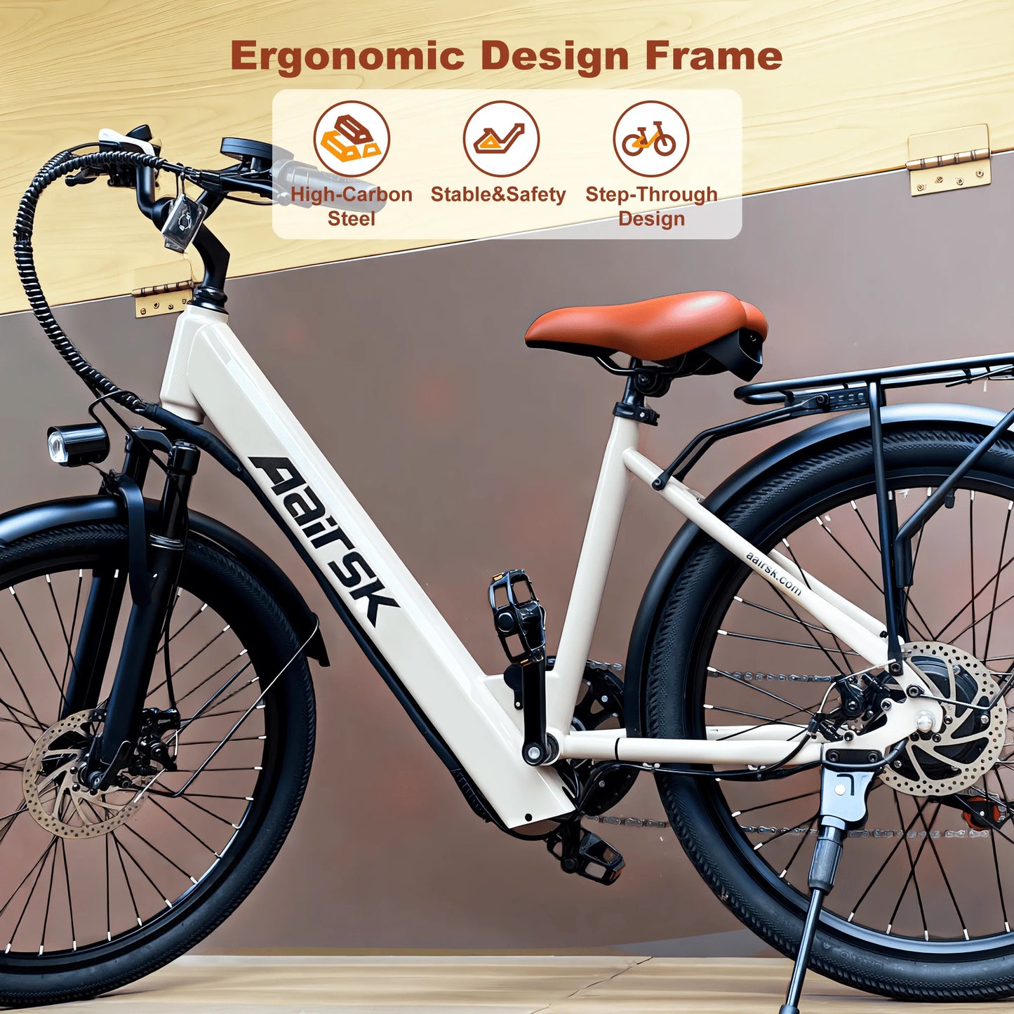 Electric Bike Adults 40Miles 23MPH Commuting Electric Mountain Bike 468Wh Lithium Battery,7-Speed,24" Tire Front Fork Suspensio