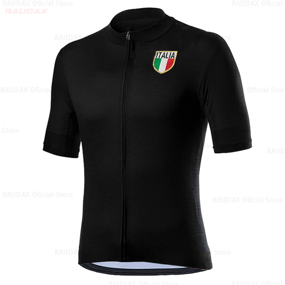 Raudax Italy Cycling Set Man Cycling Jersey Short Sleeve Bicycle Cycling Clothing Kit Mtb Bike Wear Triathlon Maillot Ciclismo