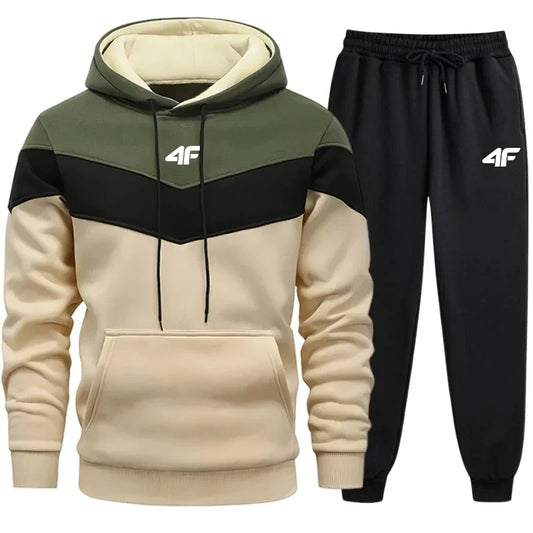 Autumn and Winter Men's Fashionable Sportswear Set, Sportswear Hoodie + Long Pants, Casual Jogging Men's Daily Sportswear Set