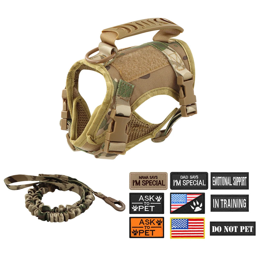 Tactical Cat Harness Leash with 9 Patches Small Dog Puppy Vest Straps with Handle Harnesses Training Adjustable Pet Accessories