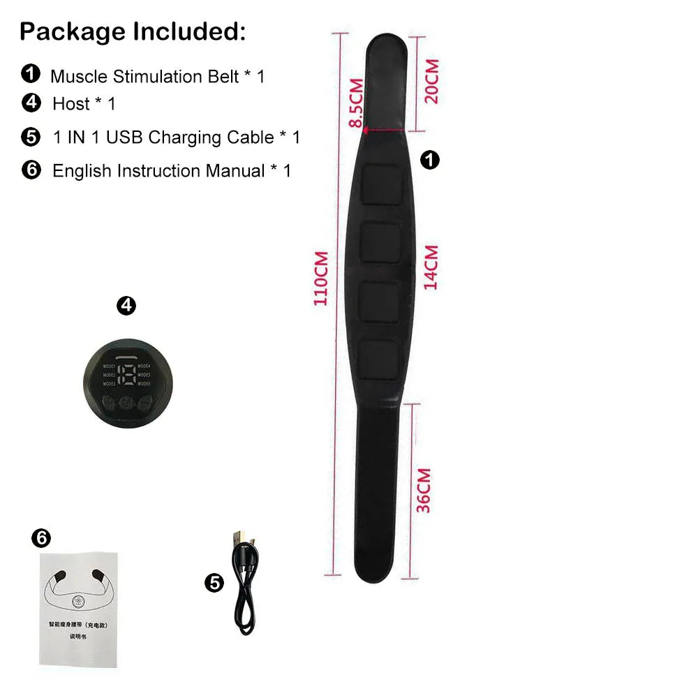 1Set Muscle Stimulation Belt Electric ABS Stimulator Trainer EMS  Abdominal Exerciser Toning Belts Fitness Training Gym Workout