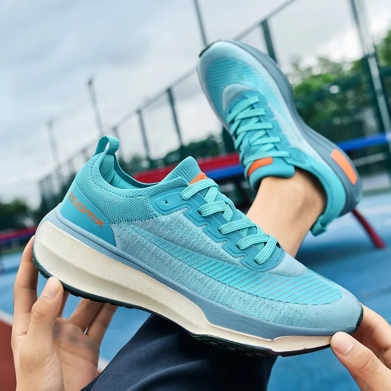 Men's Sports Shoes Flying Woven Running Shoes Spring and Autumn Low-top Net Cloth Shoes Cushioned Non-slip Outdoor Jogging Shoes