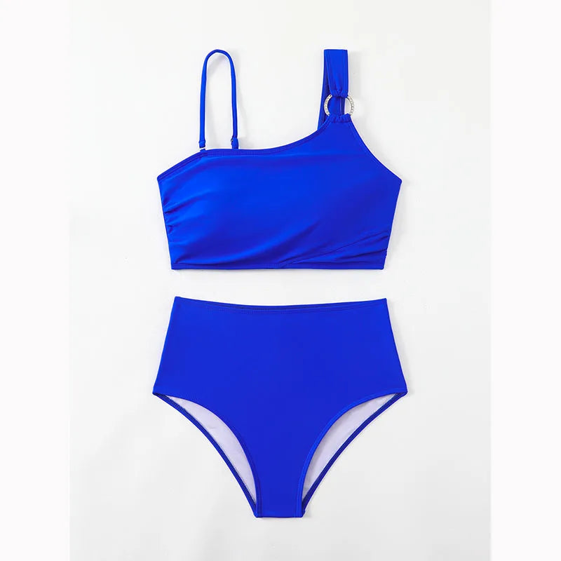 Women High Waisted Bikini Thin Shoulder Straps Sling Push Up Tank Top Separate Two-Piece Swimsuit Backless Swimwears