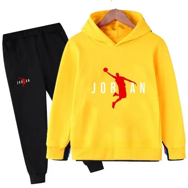 Kids Leisure Letter Print 2pcs Hoodie+Pants Tracksuits 3-13 Years Boys Girls Spring Autumn Outfits Streetwears Children Clothes