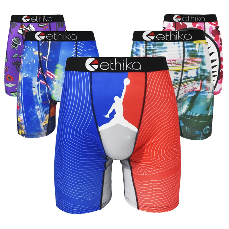 ETHIKA Underwear Boxers Breathable Mens Boxershorts Men's Panties Underpants Plus Size Fashion Print Man Boxers Briefs Trunks