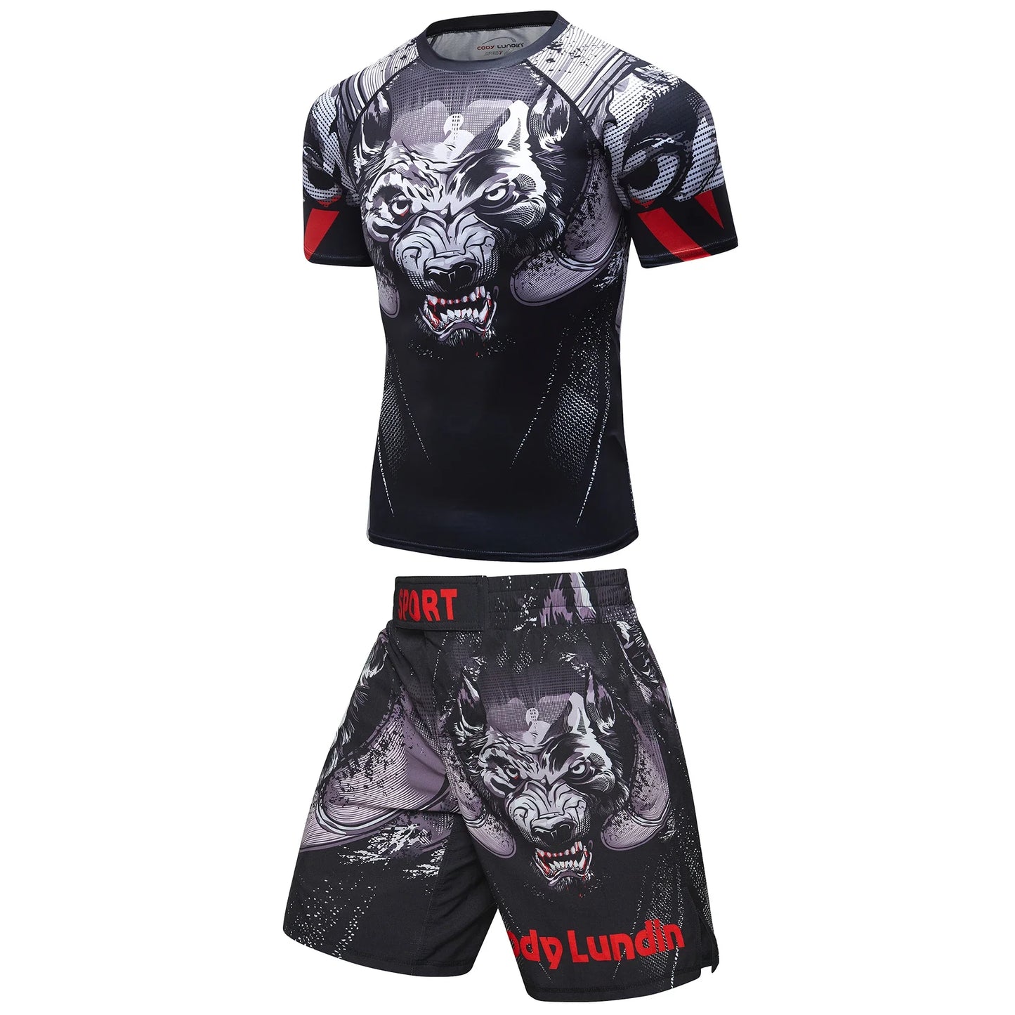 Two Sets of Sportswear, Bjj Jiu Jitsu Gi Rashguard + MMA Shorts, Muay Thai Pants, Cool Boxing Suit, Running Suit, Fitness Suit