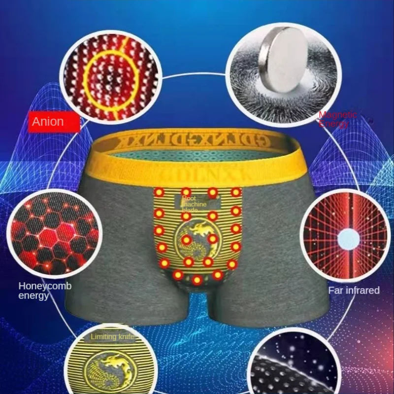 Men's Underwear Magnetic Therapy Function Adult Sexy Cotton Modal Antibacterial Breathable Sweat Absorbing Underwear Flat Boxer