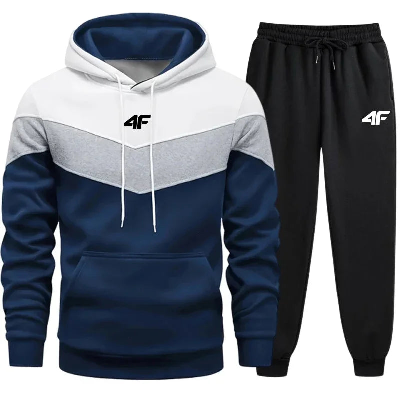 Autumn and Winter Men's Fashionable Sportswear Set, Sportswear Hoodie + Long Pants, Casual Jogging Men's Daily Sportswear Set