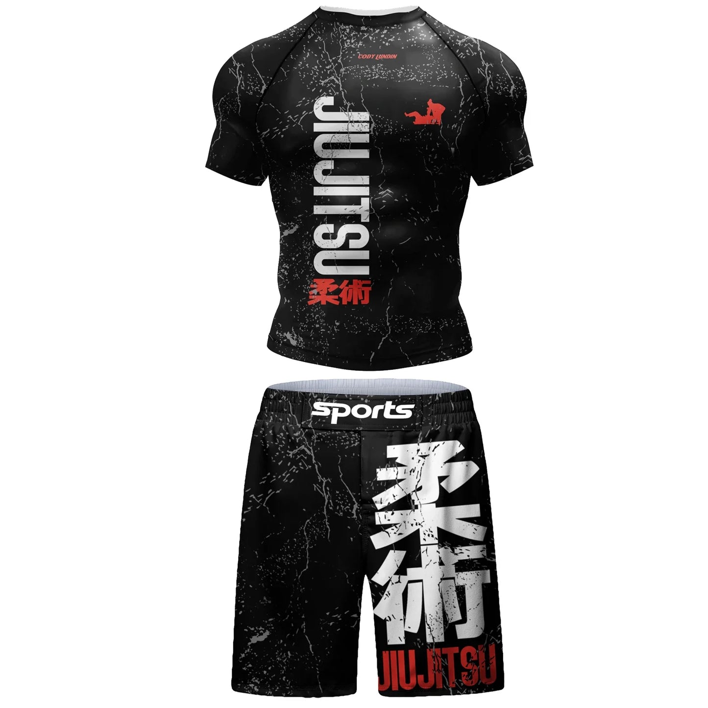 Two Sets of Sportswear, Bjj Jiu Jitsu Gi Rashguard + MMA Shorts, Muay Thai Pants, Cool Boxing Suit, Running Suit, Fitness Suit