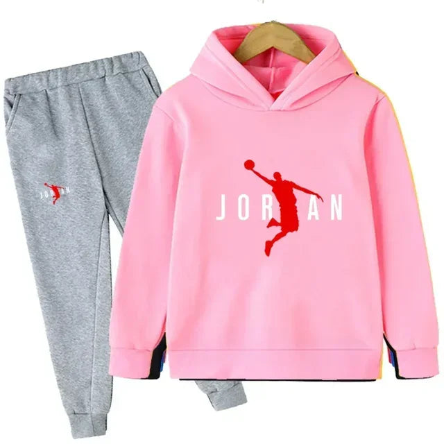 Kids Leisure Letter Print 2pcs Hoodie+Pants Tracksuits 3-13 Years Boys Girls Spring Autumn Outfits Streetwears Children Clothes